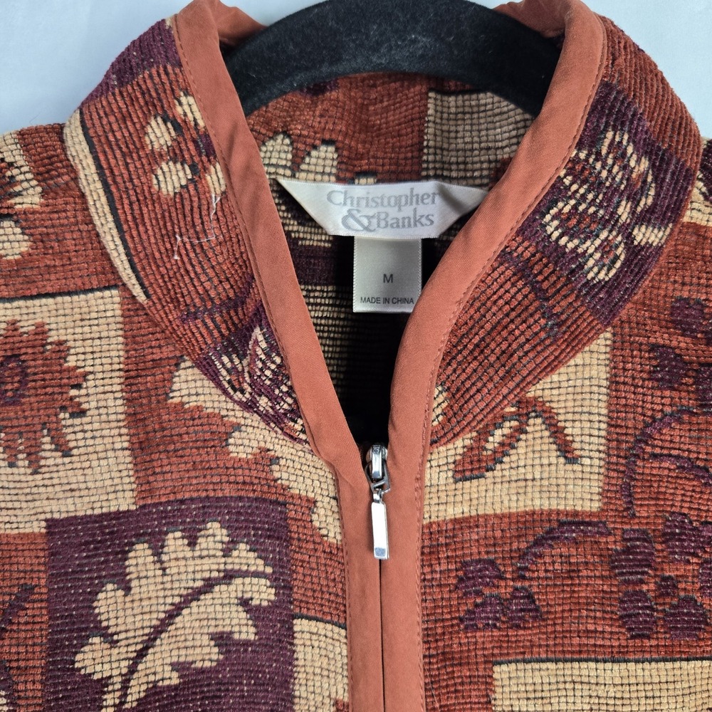 Christopher & Banks Tapestry Patchwork Zip Jacket… - image 2